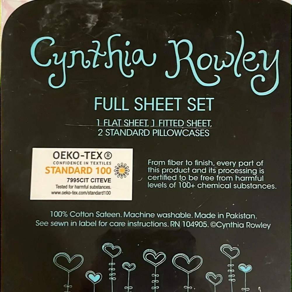 Cynthia Rowley Unicorn Full Sheet Set pink Flat Fitted + 2 standard pillowcases